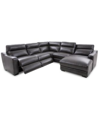 Gabrine 5-Pc. Leather Sectional with 2 Power Headrests and Chaise