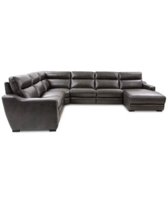 Gabrine 6-Pc. Leather Sectional with 3 Power Headrests and Chaise