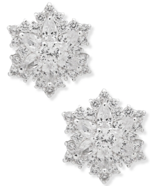 image of Anne Klein Gold-Tone Snowflake Button Earrings