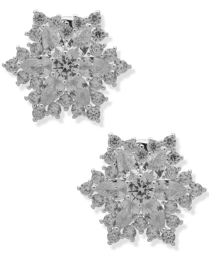 image of Anne Klein Crystal Starburst Button Clip-On Earrings