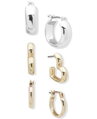 DKNY - Two-Tone 3-Pc. Set Huggie Hoop Earrings