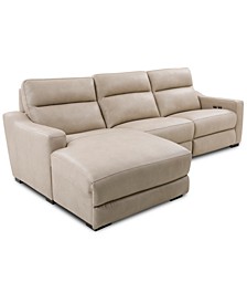 Gabrine 3-Pc. Leather Sectional with 2 Power Headrests & Chaise, Created for Macy's