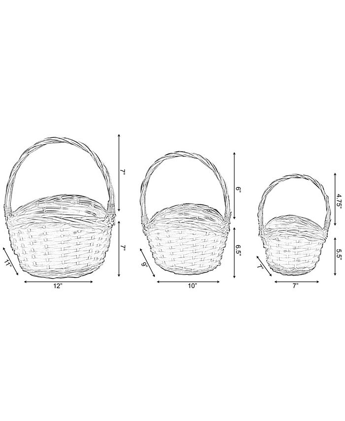Vintiquewise Brown Boat Shaped Willow Bowl Baskets, Set of 3 Macy's