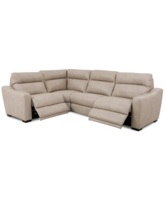 Gabrine 4-Pc. Leather Sectional with 2 Power Headrests, Created for Macy's