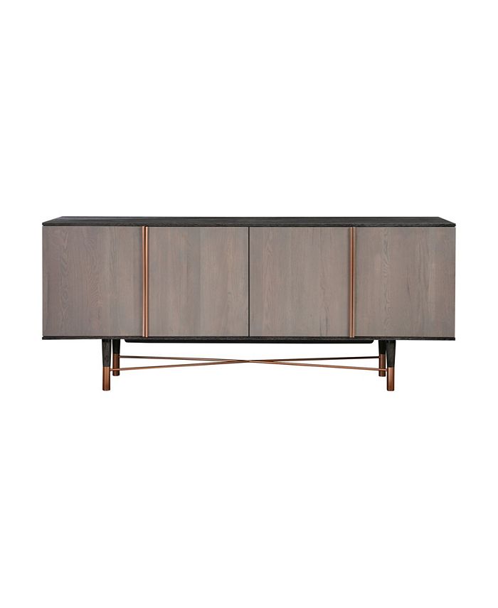 Armen Living Turin Rustic Oak Wood Sideboard with Copper Accent