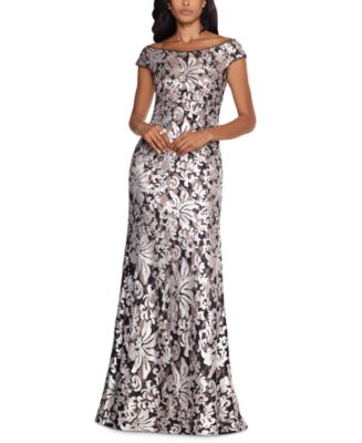 XSCAPE Patterned-Sequin Gown - Macy's