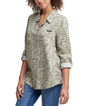 image of Calvin Klein Jeans Tiger Print Split Back Top