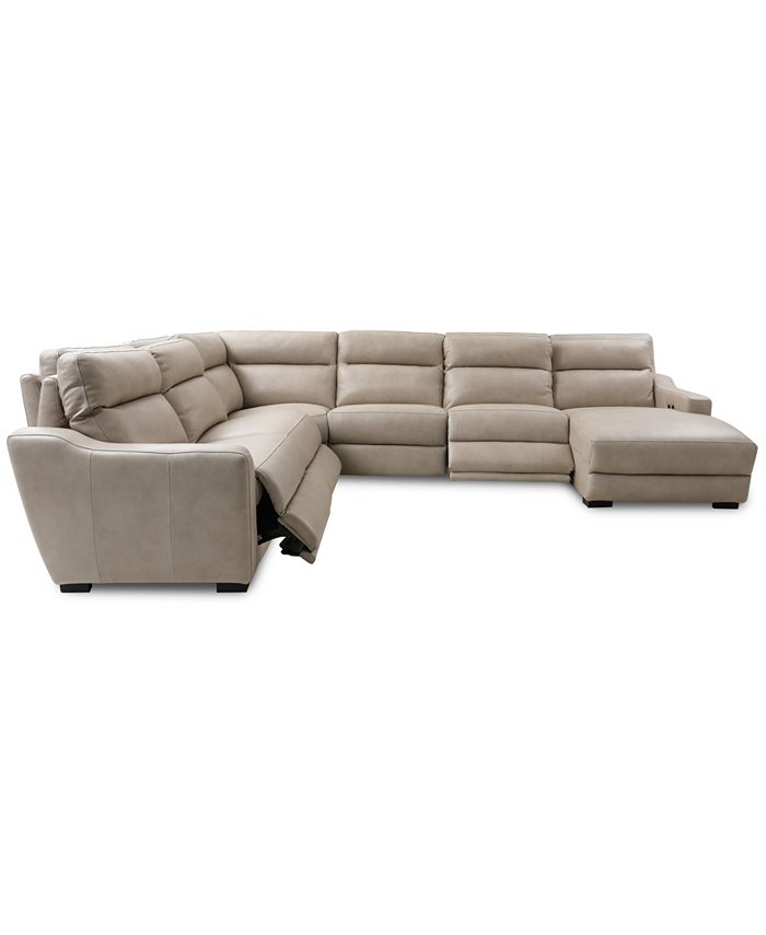 Furniture Gabrine 6Pc. Leather Sectional with 3 Power Headrests and