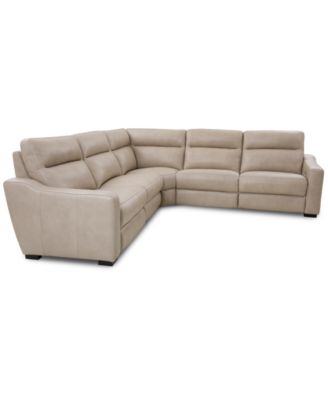 Gabrine 5-Pc. Leather Sectional with 3 Power Headrests, Created for Macy's