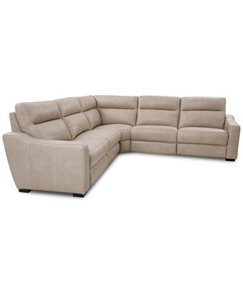 Furniture - Gabrine 5-Pc. Leather Sectional with 2 Power Headrests