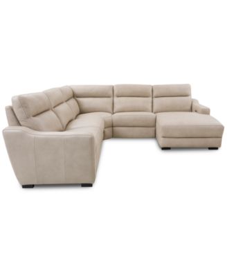 Gabrine 5-Pc. Leather Sectional with 2 Power Headrests and Chaise, Created for Macy's