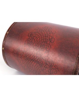 Faux Leather Antique Design Waste Bin