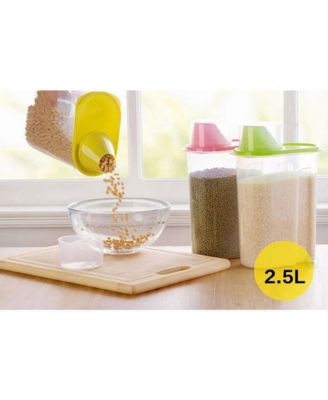 Vintiquewise Large Bpa-Free Plastic Food Saver, Kitchen Food Cereal Storage Containers with Graduated Cap, Set of 3