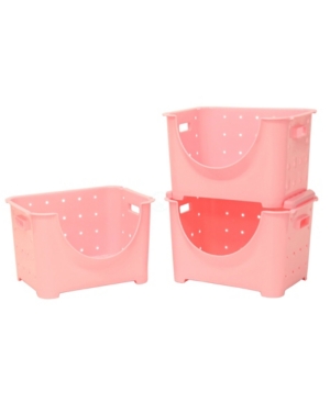 Basicwise Vintiquewise Stackable 3-Pc Plastic Storage Container Set