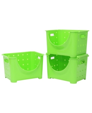 Basicwise Vintiquewise Stackable 3-Pc Plastic Storage Container Set
