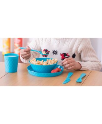 Vintiquewise 24-Piece Kids Dinnerware Set Plastic 4 Plates, 4 Bowls, 4 Cups, 4 Forks, 4 Knives, and 4 Spoons