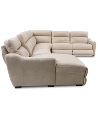Gabrine 6-Pc. Leather Sectional with 2 Power Headrests & Chaise, Created for Macy's
