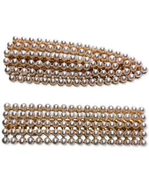 image of Inc Gold-Tone 2-Pc. Set Imitation Pearl Hair Clips, Created for Macy-s