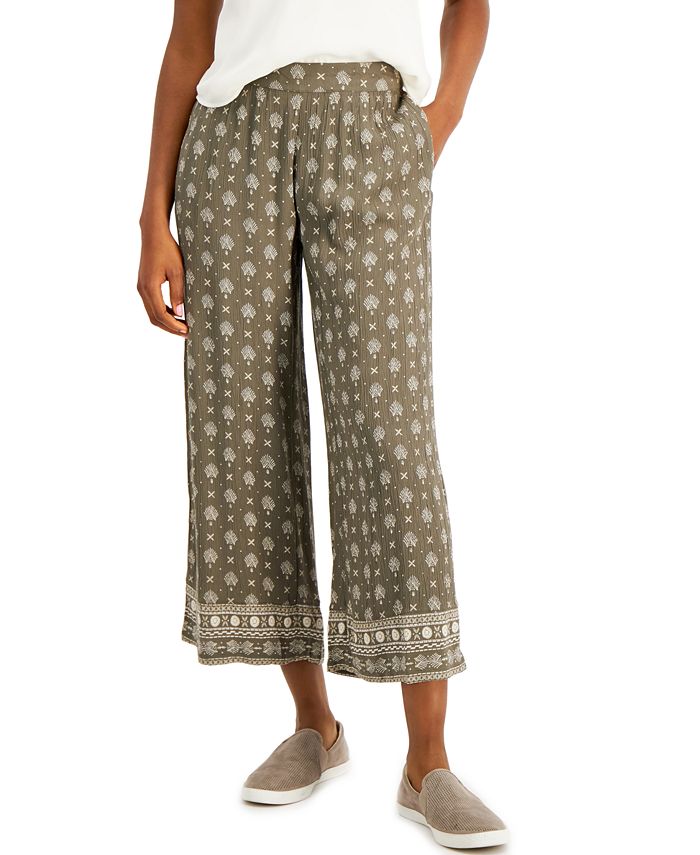 Style & Co Printed Border Wide-Leg Pants, Created for Macy's - Macy's