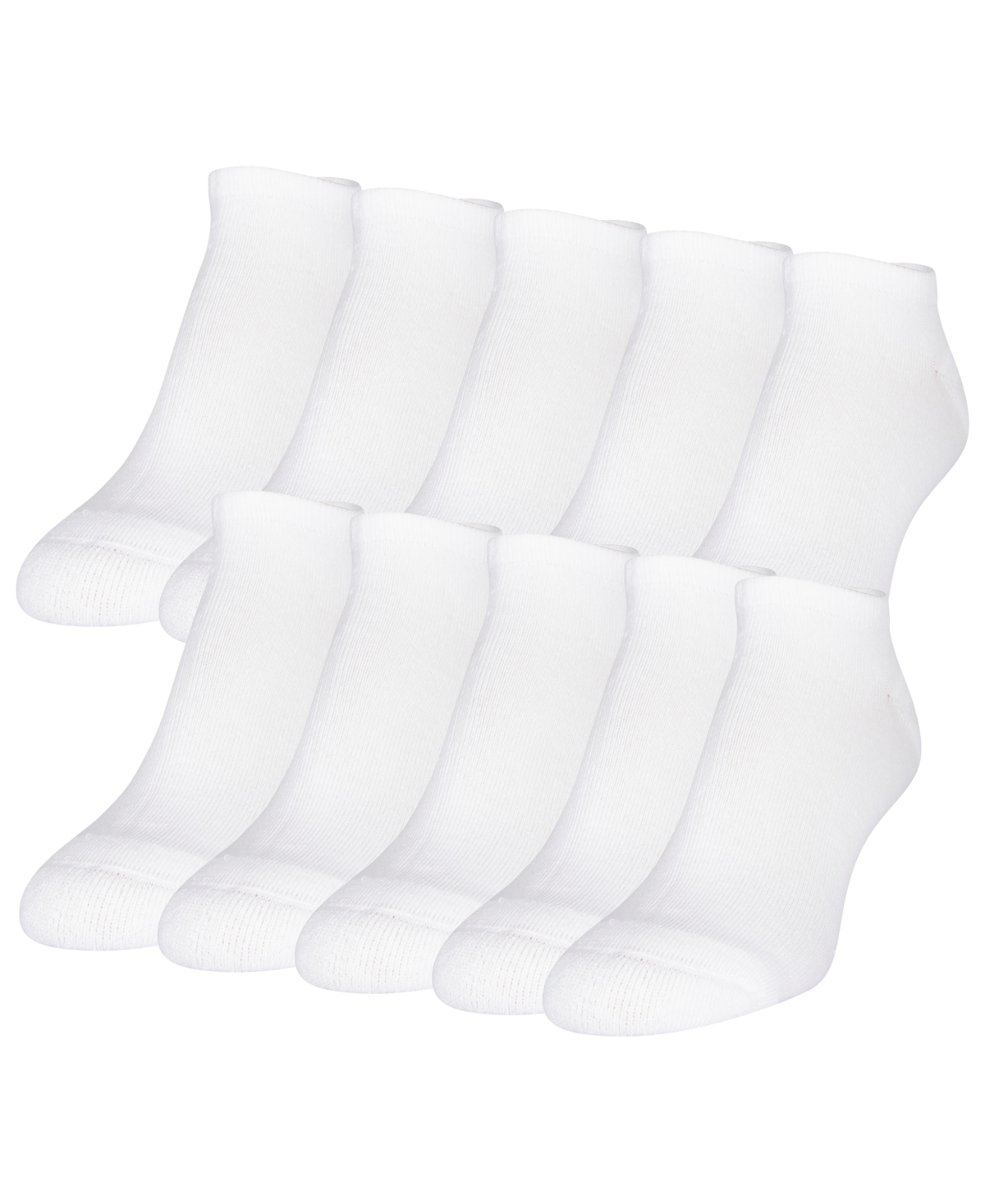 Women's 10-Pack Casual Cushion Heel And Toe No-Show Socks - White