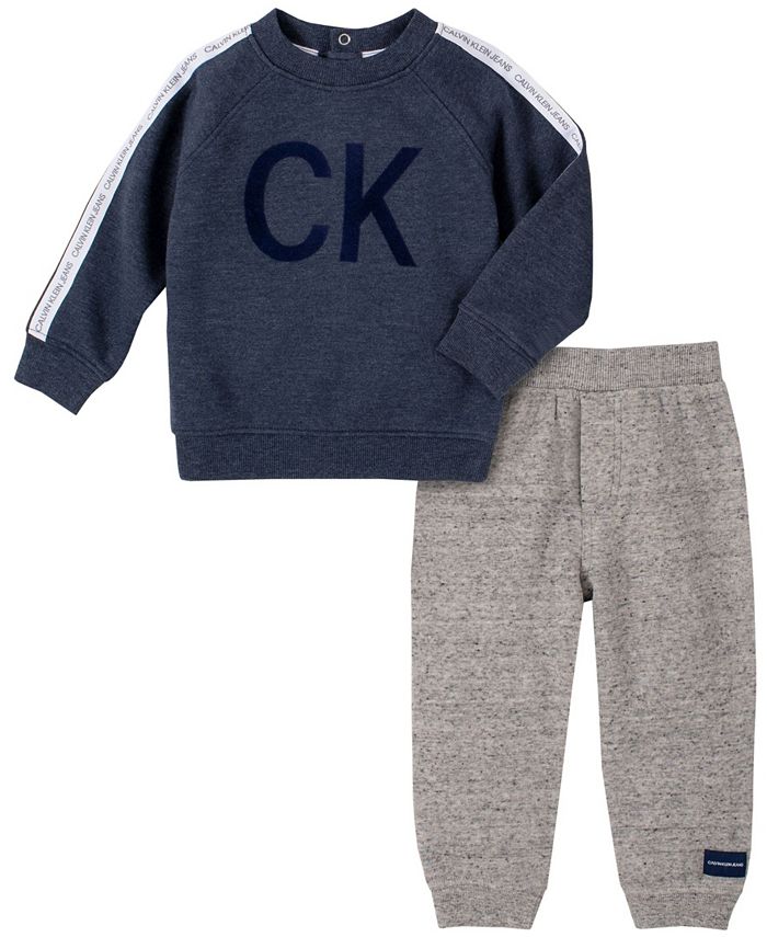 Calvin Klein Baby Boys Heather Fleece Pant Set - Macy's