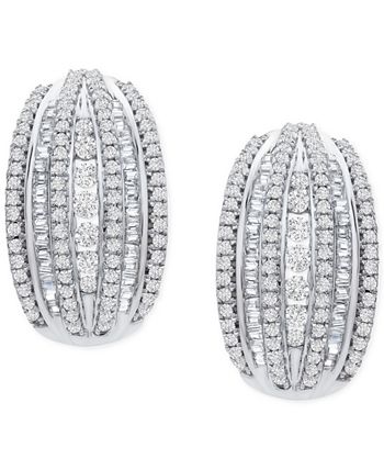 Wrapped in Love - Diamond Curved Hoop Earrings (1 1/2 ct. t.w.) in Sterling Silver