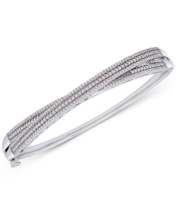 Wrapped in Love - Diamond Multi-Row Crossover Bangle Bracelet (1 ct. t.w.) in Sterling Silver