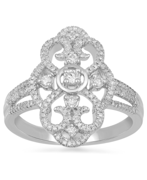 image of Diamond Fancy Openwork Statement Ring (3/8 ct. t.w.) in 10k White Gold