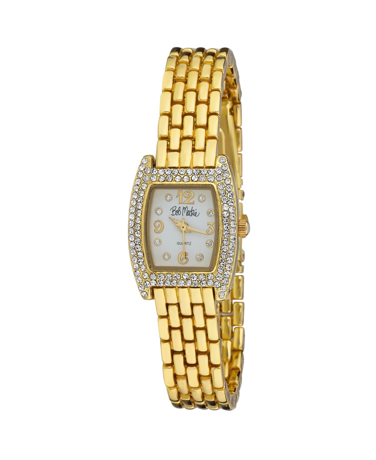 Women's Gold-Tone Alloy Bracelet Panther Link Square Stone Bezel Watch, 23mm - Gold-Tone