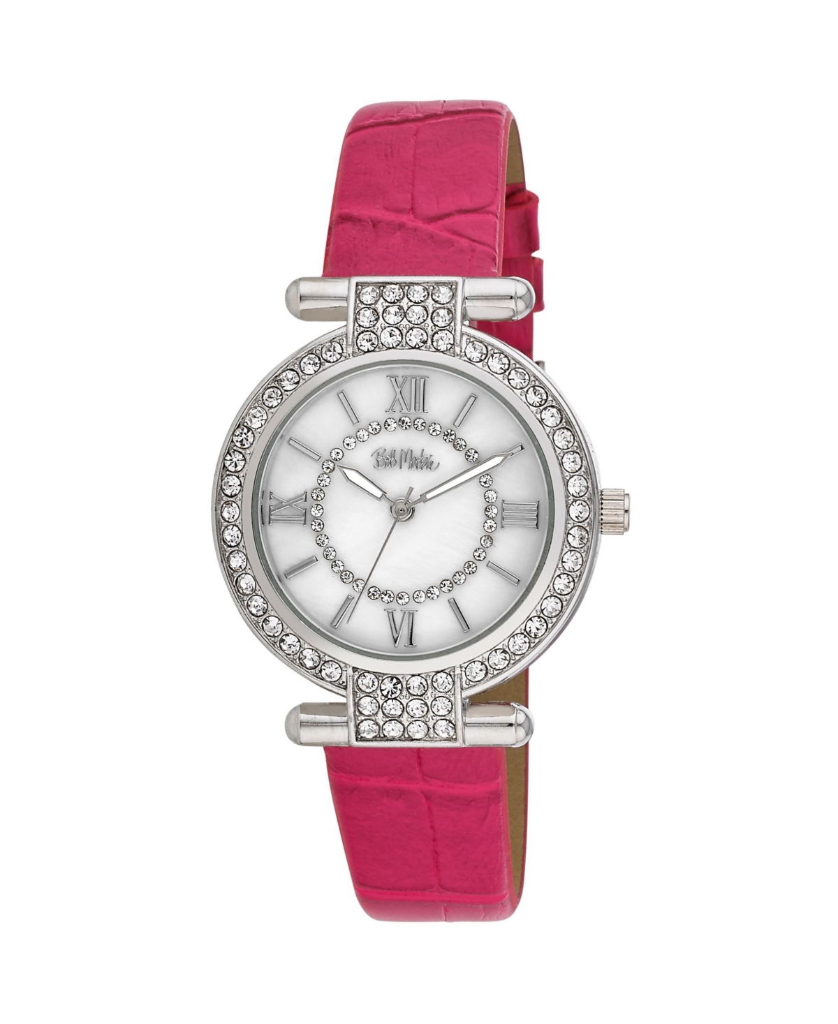 Women's Pink Polyurethane Strap Stone Encrusted T-Bar Watch, 35mm - Pink