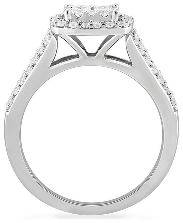 Macy's - Diamond Halo Cluster Ring (3/4 ct. t.w.) in 10k White Gold