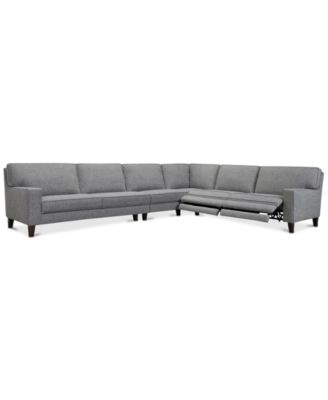 CLOSEOUT! Sandrew 4-Pc. Fabric Sectional with 2 Power Foot Rests, Created for Macy's