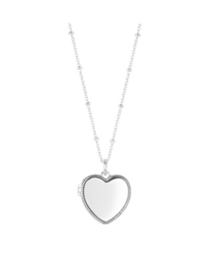 image of Fine Silver Plated Polished Heart Locket Pendant Necklace, 16