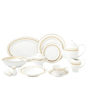 Shop Lorren Home Trends New Bone China 57 Piece Dinnerware Set, Service For 8 In Gold-tone