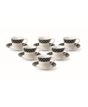 Shop Lorren Home Trends 12 Piece 2oz Espresso Cup And Saucer Set, Service For 6 In Black