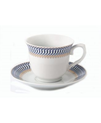 8 Piece 8oz Tea or Coffee Cup and Saucer Set, Service for 4