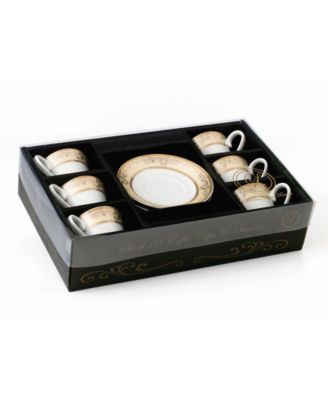 12 Piece 2oz Espresso Cup and Saucer Set, Service for 6