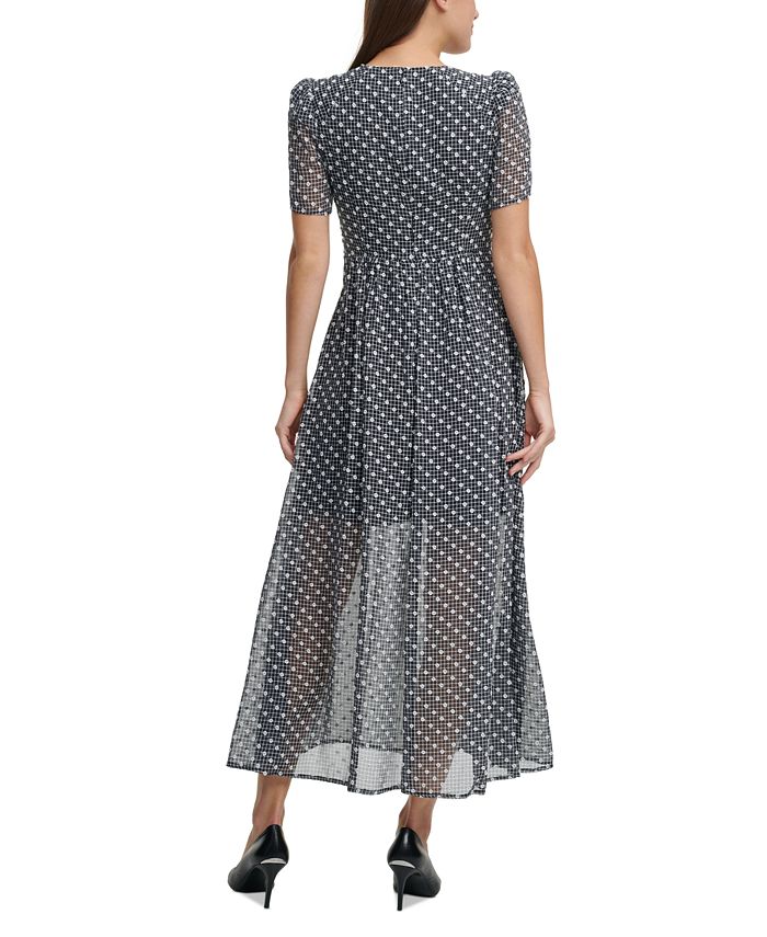 Calvin Klein Clip-Dot Chiffon Maxi Dress - Macy's