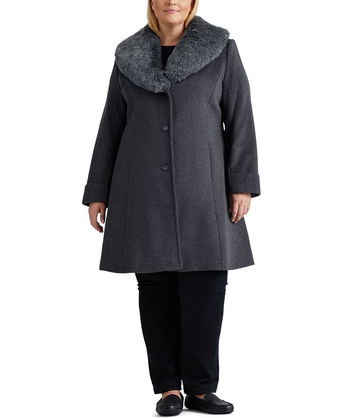 Perth Blackborough Prime Birma Lauren Ralph Lauren Plus Size Faux-Fur-Collar Coat, Created for Macy's &  Reviews - Coats & Jackets - Plus Sizes - Macy's