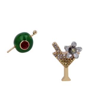 image of Betsey Johnson Martini Mismatch Stud Earrings