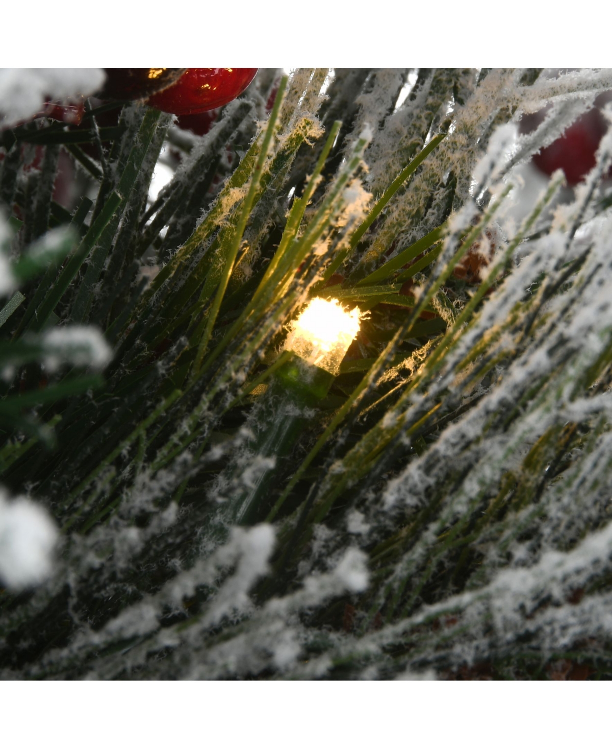 NATIONAL TREE COMPANY SNOWY BEDFORD URN FILLER WITH BATTERY OPERATED LED LIGHTS