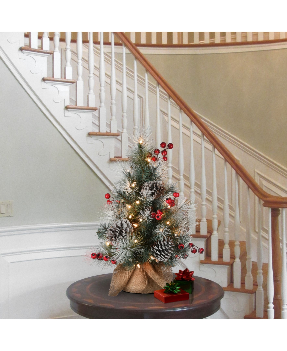 National Tree Company Snowy Glacier Pine Tree With Battery Operated Led Lights In Green
