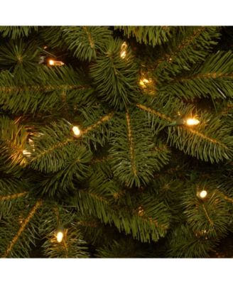 National Tree Company National Tree 7.5' "Feel Real" Down Swept Douglas Fir Pencil Slim Memory-Shape Hinged Tree w LED Lights