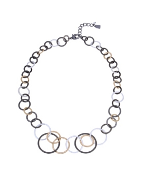 image of Robert Lee Morris Soho Tri-tone Circle Link Collar Necklace, 23