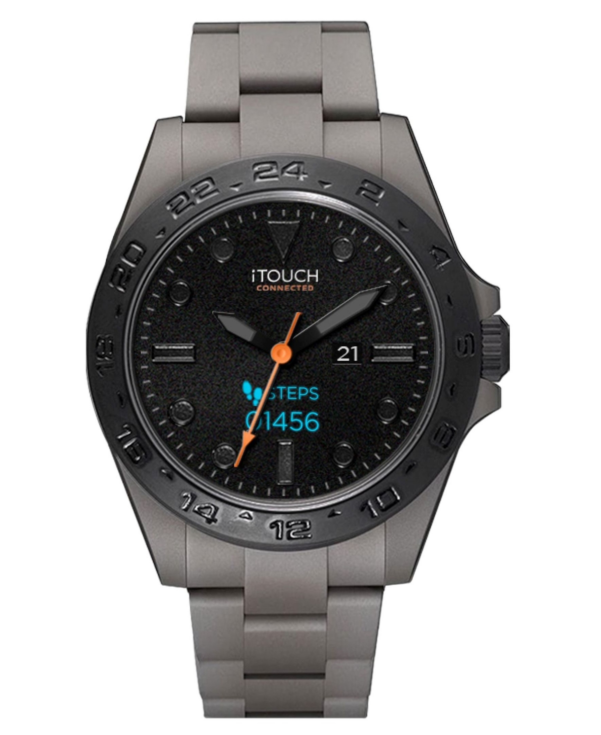 Connected Men's Hybrid Smartwatch Fitness Tracker: Gray Case with Gray Acrylic Strap 42mm - Light Gray