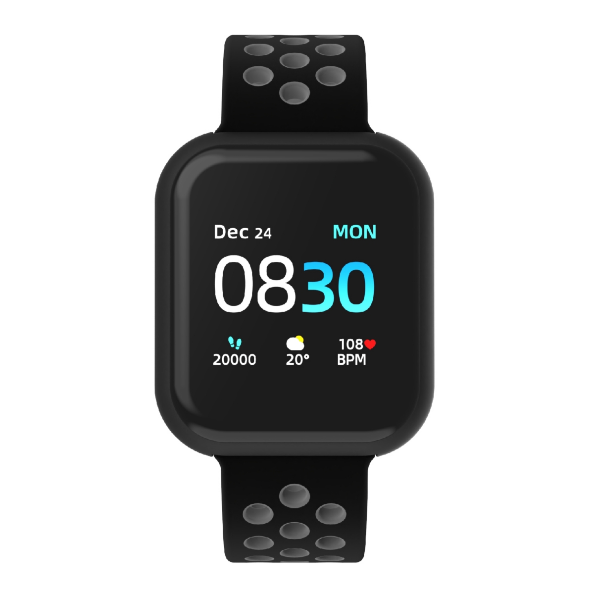 Air 3 Unisex Heart Rate Black and Grey Strap Smart Watch 44mm - Black, Gray