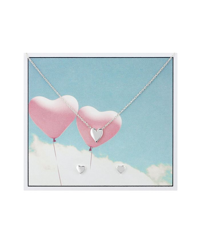 Unwritten - 2-Pc. Set Heart Pendant Necklace & Matching Stud Earrings in Fine Silver-Plate