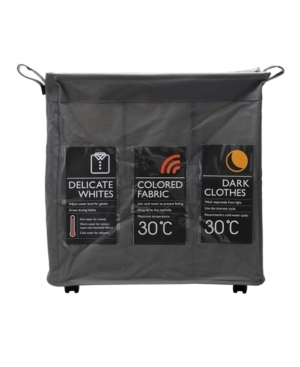 Mind Reader 3-Section Rolling Hamper Laundry Sorter Fabric Laundry Basket On Wheels