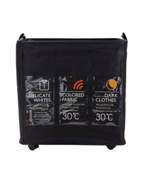 Mind Reader 3-Section Rolling Hamper Laundry Sorter Fabric Laundry Basket On Wheels