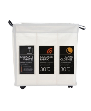 Mind Reader 3-Section Rolling Hamper Laundry Sorter Fabric Laundry Basket On Wheels